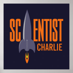 Rocket Scientist custom name & colour poster