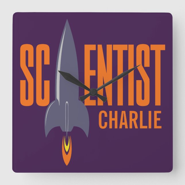 Rocket Scientist custom name wall clock (Front)