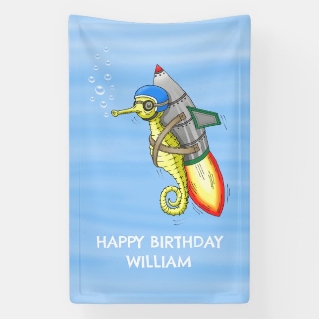 Rocket Seahorse Banner (Vertical)