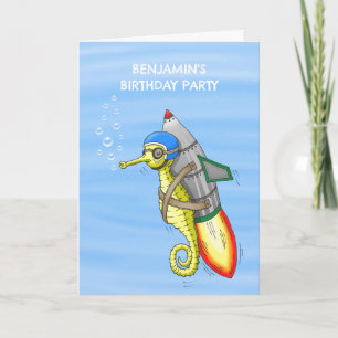 Rocket Seahorse Invitation