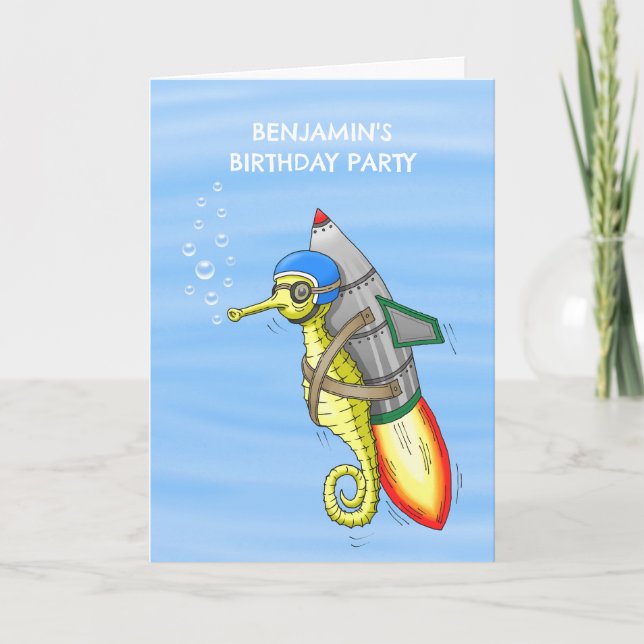 Rocket Seahorse Invitation (Front)