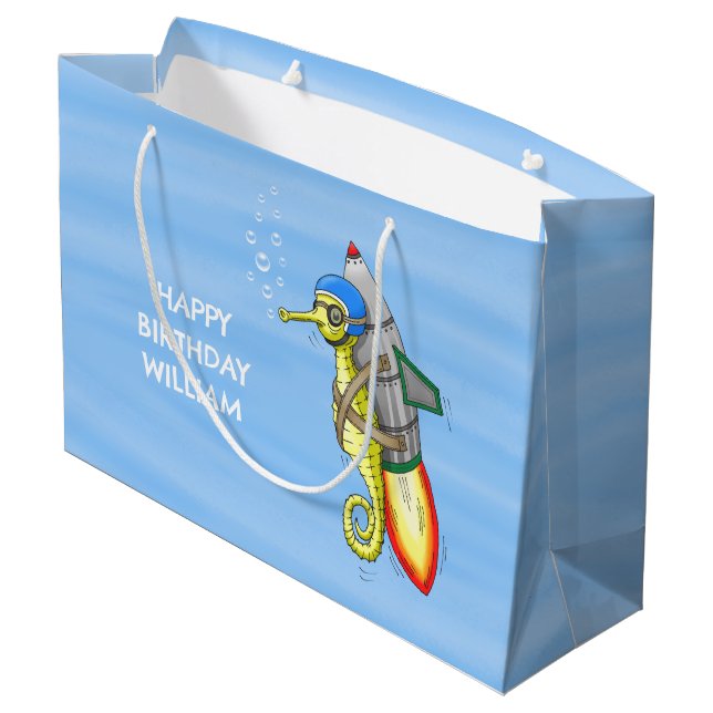 Rocket Seahorse Large Gift Bag (Back Angled)