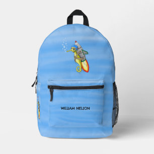 Rocket Seahorse Printed Backpack