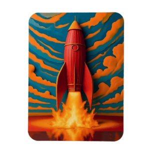 Rocket Ship: 1950s inspired Magnet