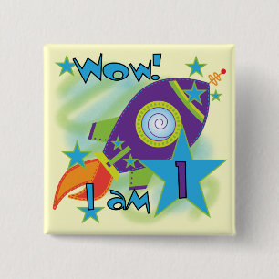 Rocket Ship 1st Birthday Tshirts and Gifts 15 Cm Square Badge