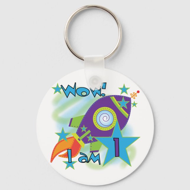 Rocket Ship 1st Birthday Tshirts and Gifts Key Ring (Front)