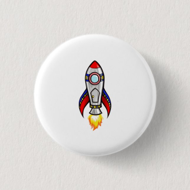 Rocket Ship 3 Cm Round Badge (Front)