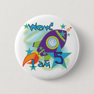 Rocket Ship 5th Birthday T-shirts and Gifts 6 Cm Round Badge