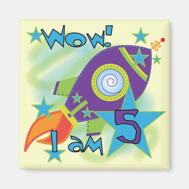 Rocket Ship 5th Birthday T-shirts and Gifts Magnet (Front)