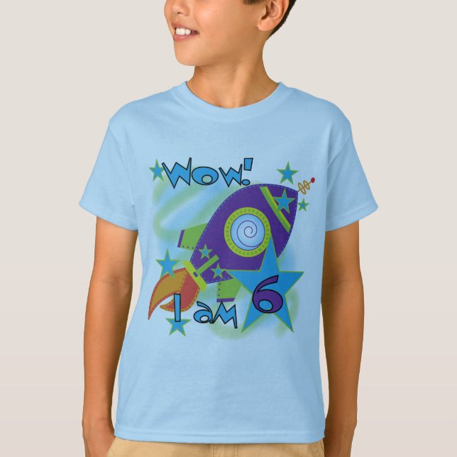 Rocket Ship 6th Birthday Tshirts and Gifts (Front)