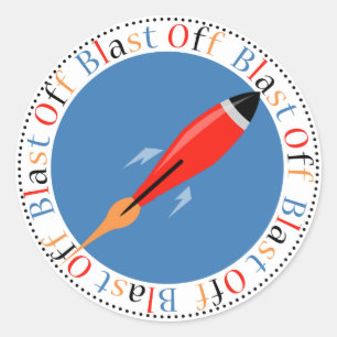 Rocket Ship Birthday Party Stickers