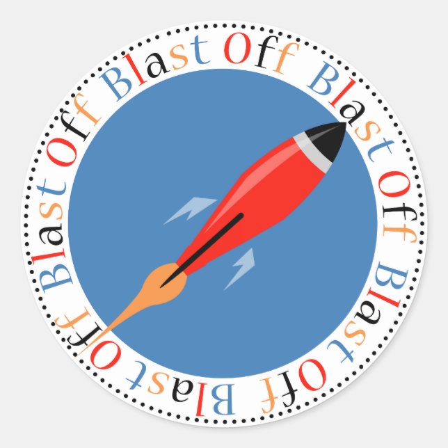 Rocket Ship Birthday Party Stickers (Front)