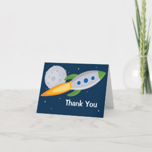 Rocket Ship Birthday Party Thank You Card