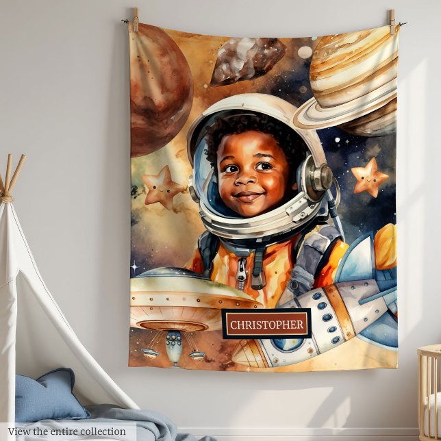 Rocket Ship Blanket Black Skin Boys’ Birthday Gift (Rocket Ship Blanket Black Skin Boys’ Birthday Gift)