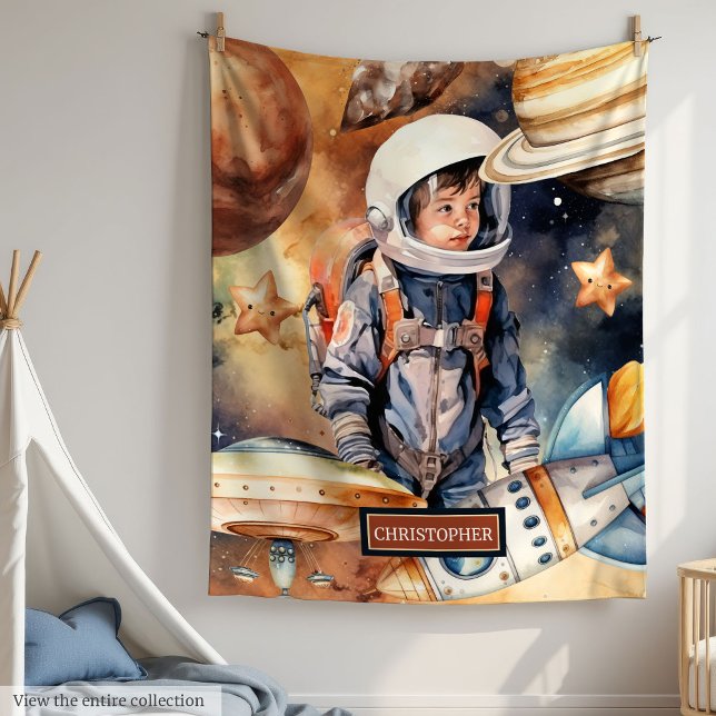 Rocket Ship Blanket with Name for Space Loving Kid (Rocket Ship Blanket with Name for Space Loving Kid

)