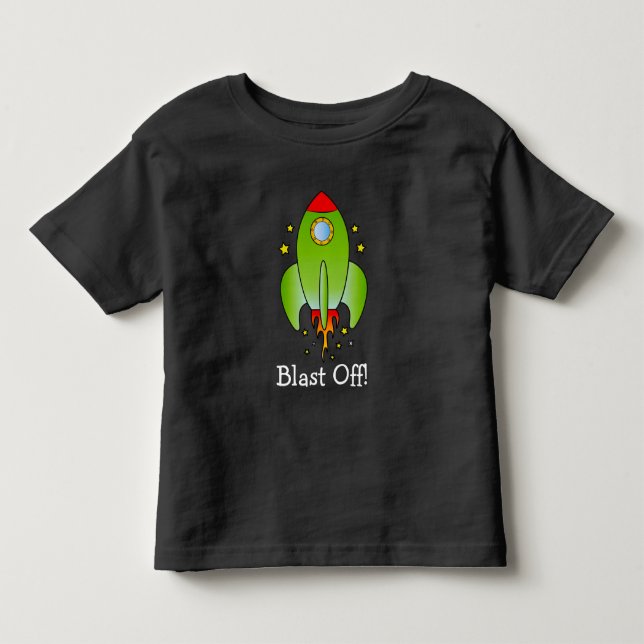 Rocket Ship Blast Off Toddler T-Shirt (Front)