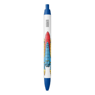 Rocket ship cartoon illustration black ink pen