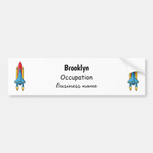 Rocket ship cartoon illustration bumper sticker