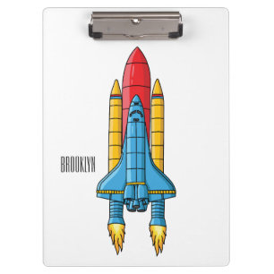 Rocket ship cartoon illustration clipboard