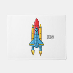 Rocket ship cartoon illustration doormat