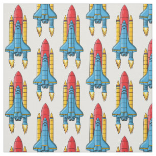 Rocket ship cartoon illustration fabric