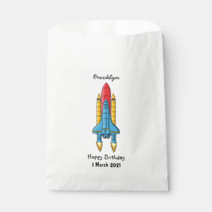 Rocket ship cartoon illustration favour bag
