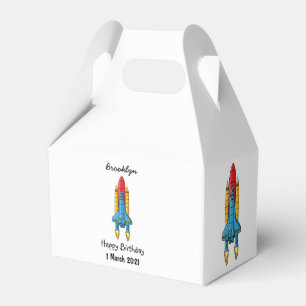 Rocket ship cartoon illustration favour box