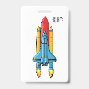Rocket ship cartoon illustration ID badge
