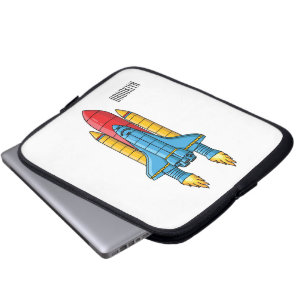 Rocket ship cartoon illustration laptop sleeve