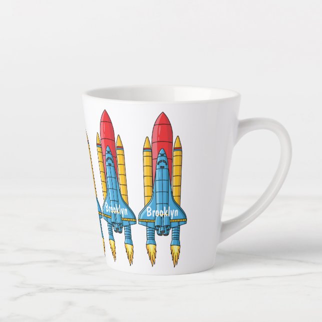 Rocket ship cartoon illustration latte mug (Right)