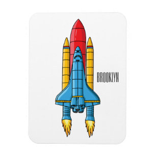 Rocket ship cartoon illustration magnet