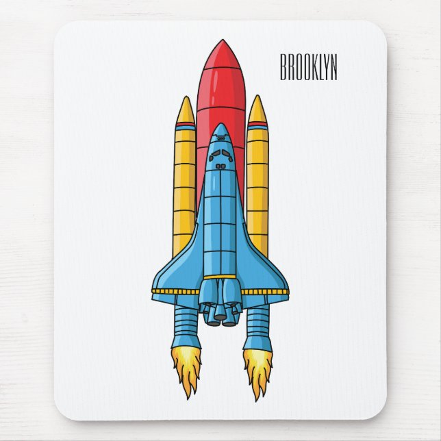 Rocket ship cartoon illustration mouse pad (Front)
