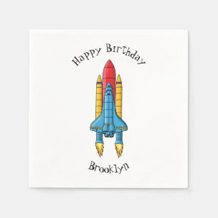 Rocket ship cartoon illustration napkin