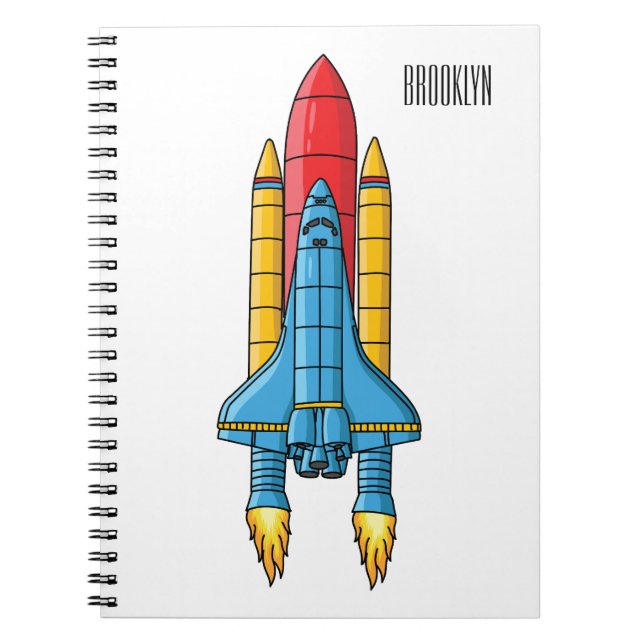 Rocket ship cartoon illustration notebook (Front)