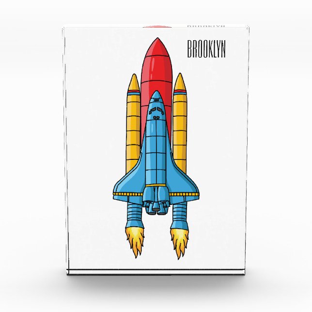 Rocket ship cartoon illustration photo block (Front)