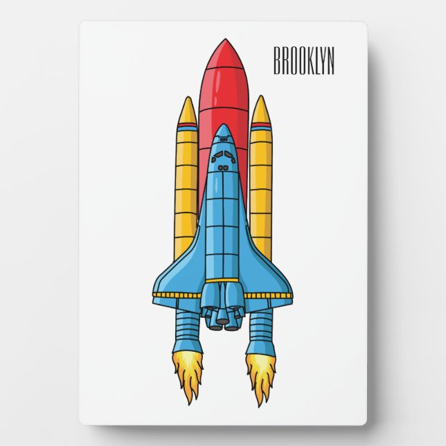Rocket ship cartoon illustration plaque (Front)