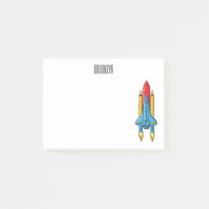 Rocket ship cartoon illustration post-it notes