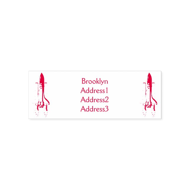 Rocket ship cartoon illustration self-inking stamp (Design)