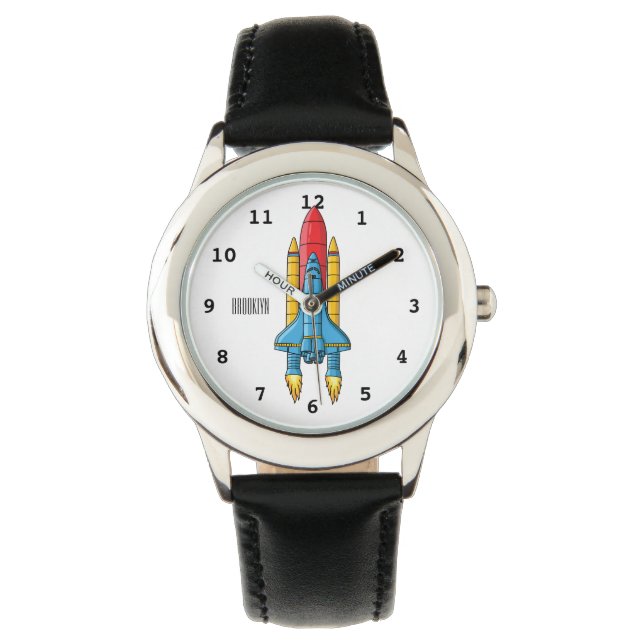 Rocket ship cartoon illustration watch (Front)