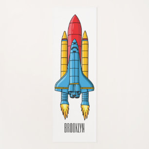 Rocket ship cartoon illustration yoga mat