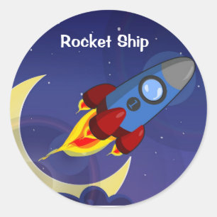 Rocket Ship Classic Round Sticker