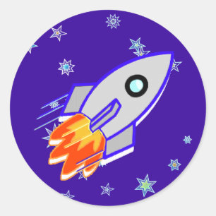 Rocket Ship Classic Round Sticker