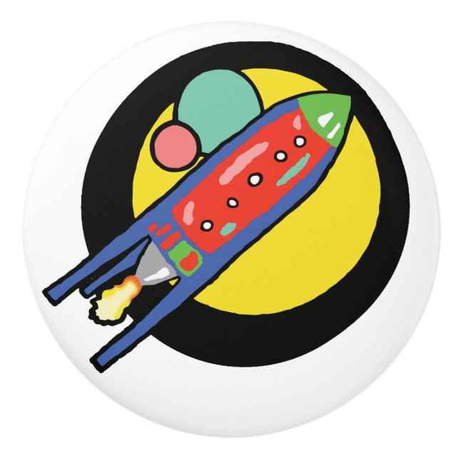 Rocket Ship Custom Ceramic Knob (Front)