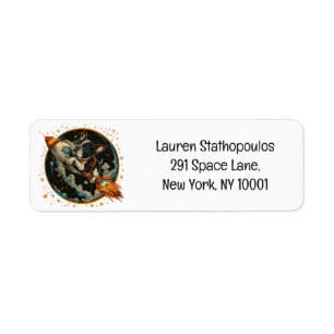 Rocket Ship French Bulldog Astronaut Return Address Label
