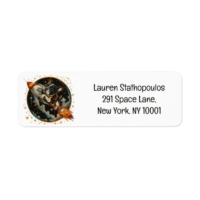Rocket Ship French Bulldog Astronaut Return Address Label (Front)