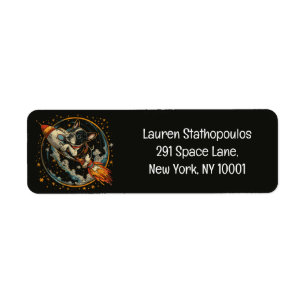 Rocket Ship French Bulldog Astronaut Return Address Label