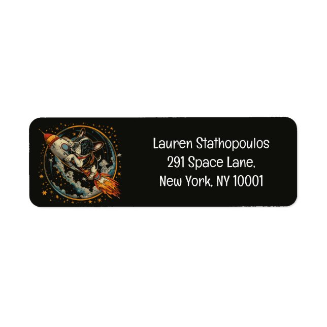 Rocket Ship French Bulldog Astronaut Return Address Label (Front)