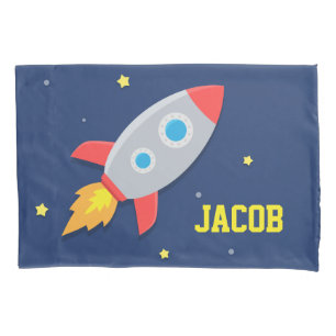 Rocket Ship in Outer Space Boys Room Pillowcase