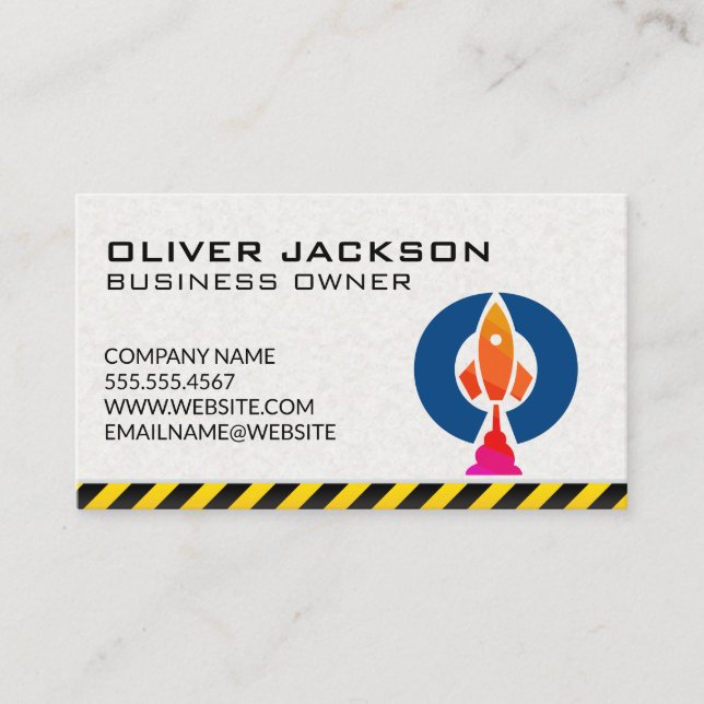 Rocket Ship Launch Logo Business Card (Front)