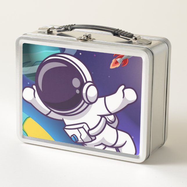 Rocket ship metal lunch box (Front)
